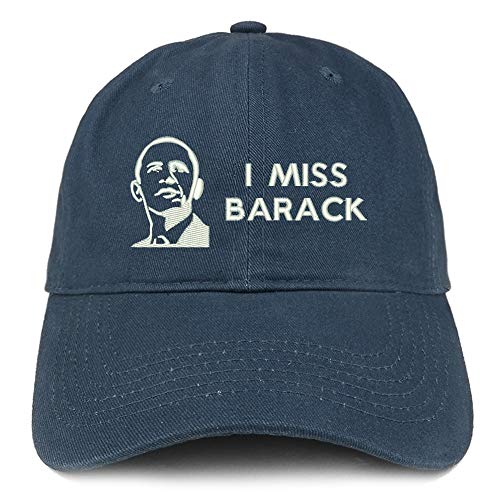 Trendy Apparel Shop I Miss Barack and Portrait Embroidered Brushed Cotton Cap