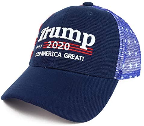 Trendy Apparel Shop Trump 2020 Keep America Great USA Flag Print Trucker Cap