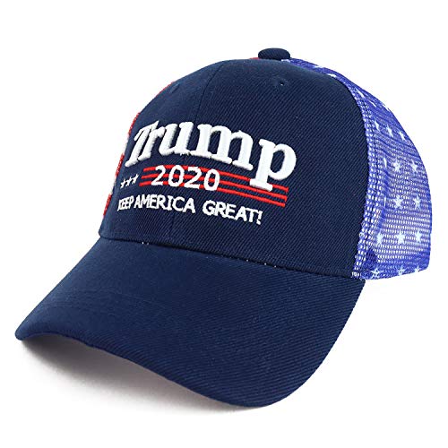 Trendy Apparel Shop Trump 2020 Keep America Great USA Flag Print Trucker Cap
