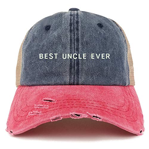 Trendy Apparel Shop Best Uncle Ever Washed Front Mesh Back Frayed Bill Cap