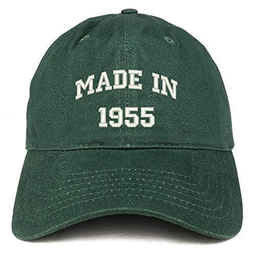 Trendy Apparel Shop Made in 1955 Text Embroidered 66th Birthday Brushed Cotton Cap