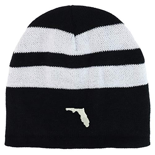 Trendy Apparel Shop Florida State Embroidered Fleece Lined Striped Short Beanie