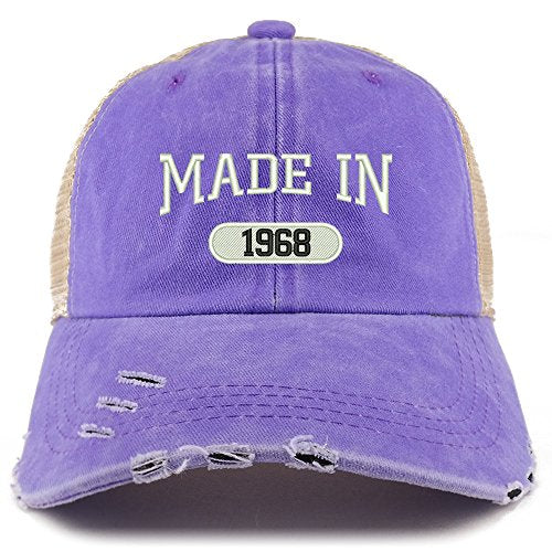 Trendy Apparel Shop Made in 1968 51st Birthday Embroider Frayed Trucker Mesh Back Cap