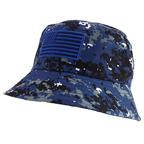 Trendy Apparel Shop US American Flag Embroidered Cotton Bucket Hat