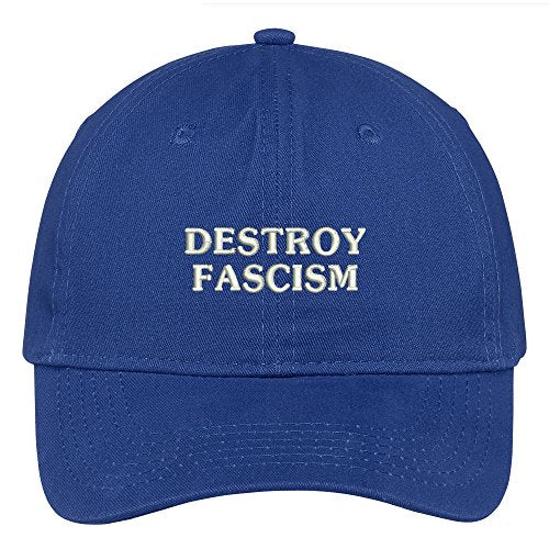 Trendy Apparel Shop Destroy Fascism Embroidered Soft Crown 100% Brushed Cotton Cap