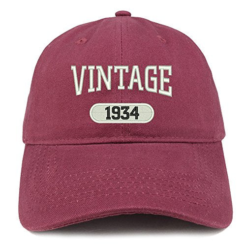 Trendy Apparel Shop Vintage 1934 Embroidered 87th Birthday Relaxed Fitting Cotton Cap