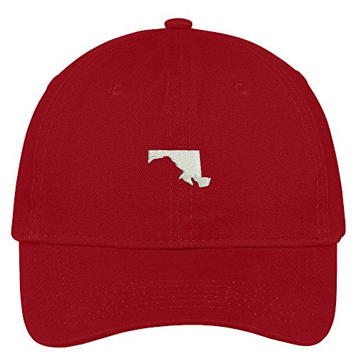 Trendy Apparel Shop Maryland State Map Embroidered Low Profile Soft Cotton Brushed Baseball Cap