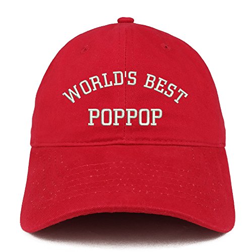 World's Best Poppop Embroidered Baseball Cap - Low Profile, Soft Cotton Twill, Adjustable, Navy