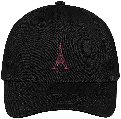 Trendy Apparel Shop Eiffel Tower Paris Embroidered Soft Crown 100% Brushed Cotton Cap