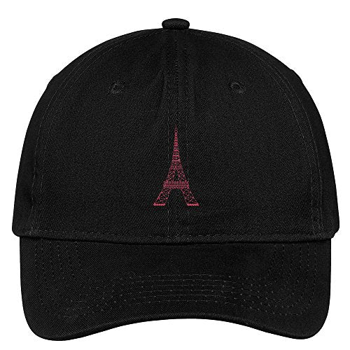 Trendy Apparel Shop Eiffel Tower Paris Embroidered Soft Crown 100% Brushed Cotton Cap