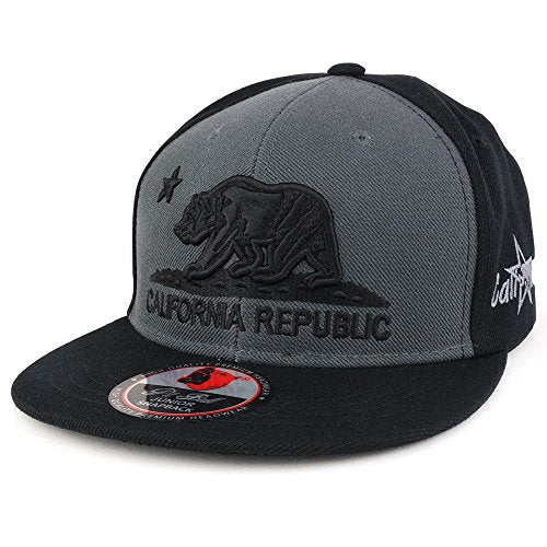 Trendy Apparel Shop Kids 3D Embroidered California Republic Bear Flatbill Snapback Cap