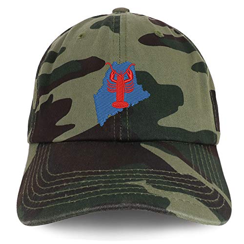 Trendy Apparel Shop Maine Lobster Embroidered Soft Crown 100% Brushed Cotton Cap