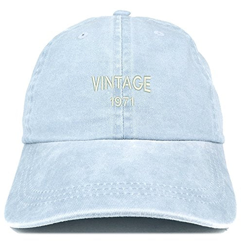 Trendy Apparel Shop Small Vintage 1971 Embroidered 50th Birthday Washed Pigment Dyed Cap