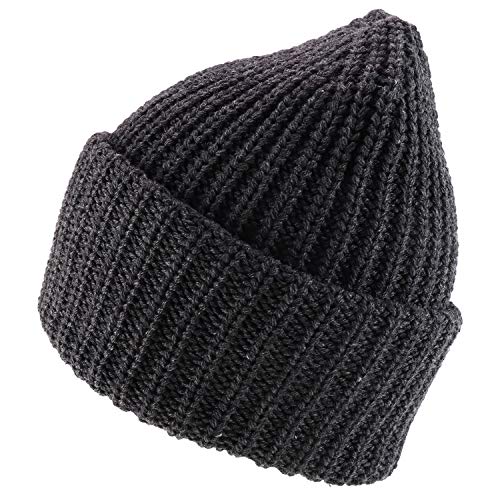 Trendy Apparel Shop Long Cuffed Plain Thick Ribbed Chunky Knit Winter Beanie Hat
