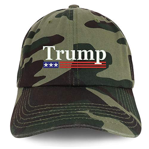 Trendy Apparel Shop Trump USA Flag Embroidered 100% Cotton Adjustable Cap Dad Hat