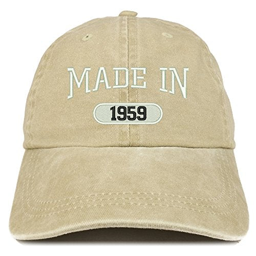 Trendy Apparel Shop Made in 1959 Embroidered 62nd Birthday Washed Baseball Cap
