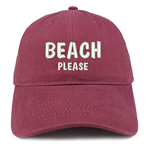 Trendy Apparel Shop Beach Please Embroidered Soft Crown 100% Brushed Cotton Cap