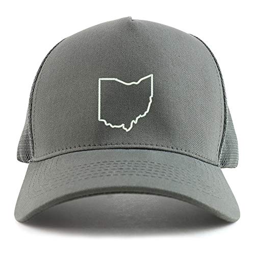 Trendy Apparel Shop Ohio State Outline Embroidered Oversized 5 Panel XXL Trucker Mesh Cap