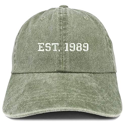 Trendy Apparel Shop EST 1988 Embroidered - 32nd Birthday Gift Pigment Dyed Washed Cap