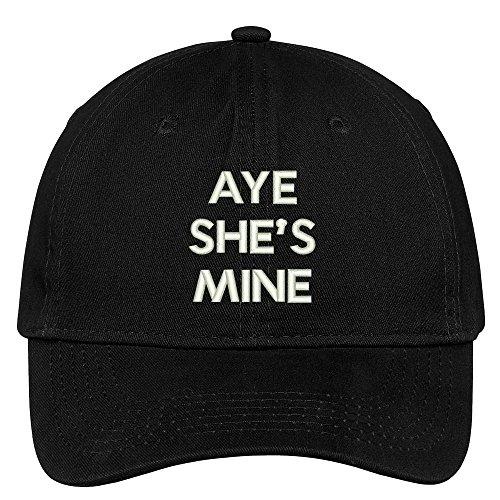 Trendy Apparel Shop Aye She's Mine Embroidered Low Profile Deluxe Cotton Cap Dad Hat