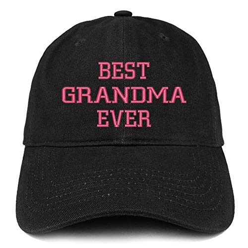 Trendy Apparel Shop Best Grandma Ever Pink Embroidered Soft Crown 100% Brushed Cotton Cap