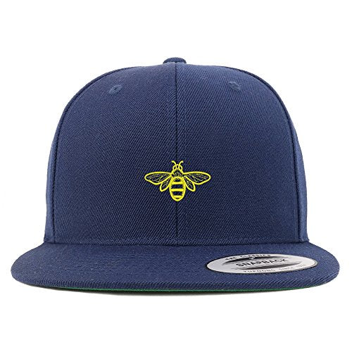 Trendy Apparel Shop Bee Embroidered Flat Bill Snapback Baseball Cap
