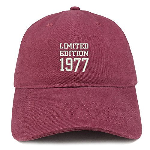 Trendy Apparel Shop Limited Edition 1977 Embroidered Birthday Gift Brushed Cotton Cap