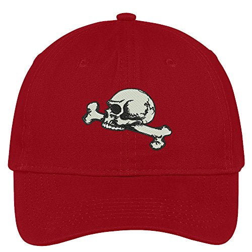 Trendy Apparel Shop Skull and Femur Embroidered Halloween Themed Cotton Baseball Cap
