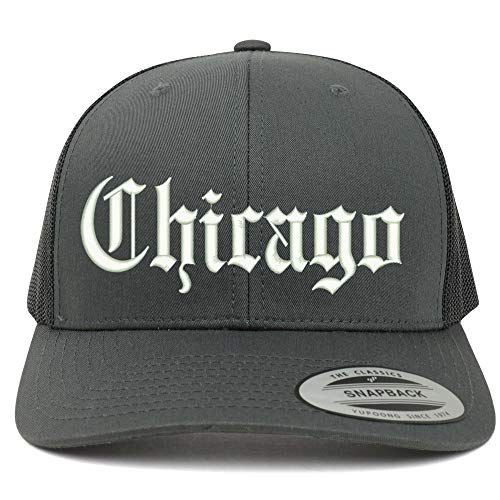 Trendy Apparel Shop Old English Font Chicago City Embroidered 6 Panel Mesh  Cap