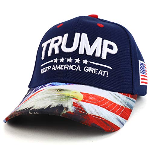 Trendy Apparel Shop Assorted Trump 2020 US Flag Bill Embroidered Design Baseball Cap