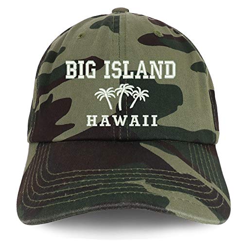 Trendy Apparel Shop Big Island Hawaii and Palm Tree Embroidered Brushed Cap