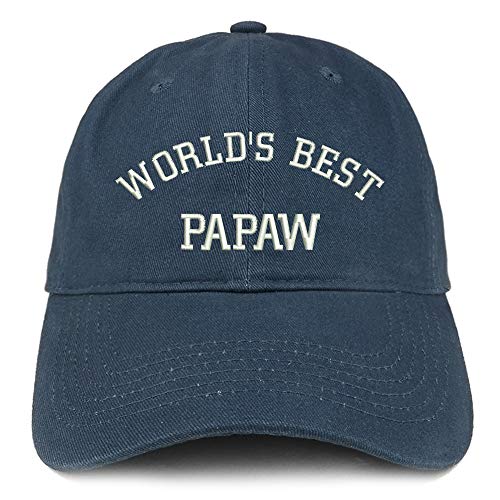 Trendy Apparel Shop World's Best Papaw Embroidered Soft Crown 100% Brushed Cotton Cap
