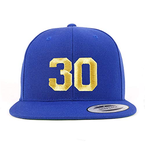 Trendy Apparel Shop Number 30 Gold Thread Flat Bill Snapback Baseball Cap