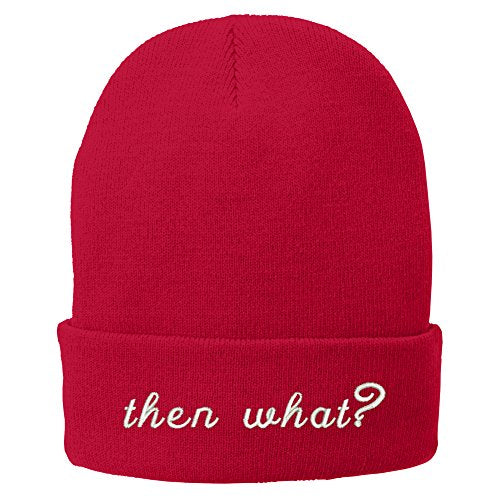 Trendy Apparel Shop Then What? Embroidered Winter Cuff Long Beanie