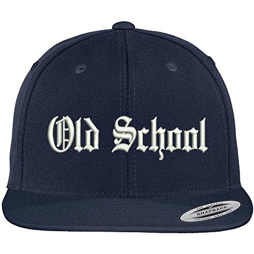 Trendy Apparel Shop Old School Old English Embroidered Flat Brim Classic Snapback Cap