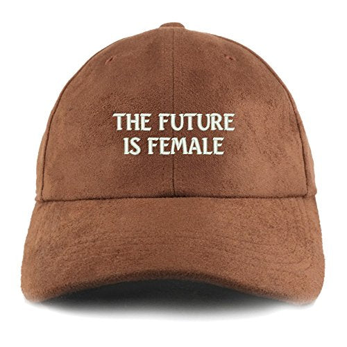 Trendy Apparel Shop The Future is Female Embroidered Faux Suede Leather Adjustable Cap