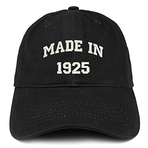 Trendy Apparel Shop Made in 1925 Text Embroidered 96th Birthday Brushed Cotton Cap