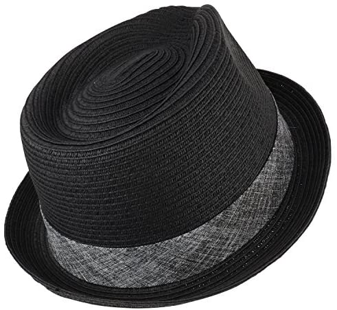 Trendy Apparel Shop Upbrim Paper Straw Fedora Hat with Hat Band