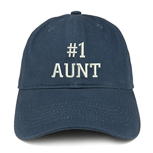 Trendy Apparel Shop Number 1 Aunt Embroidered Low Profile Soft Cotton Baseball Cap