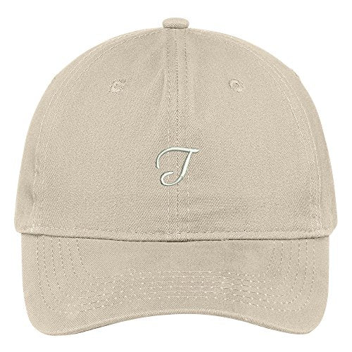 Trendy Apparel Shop Letter T Small Script Font Embroidered Adjustable Cotton Cap