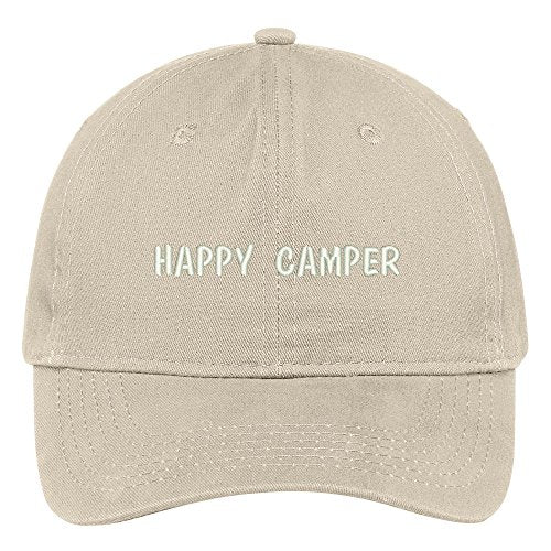 Trendy Apparel Shop Happy Camper Embroidered 100% Cotton Adjustable Cap Dad Hat
