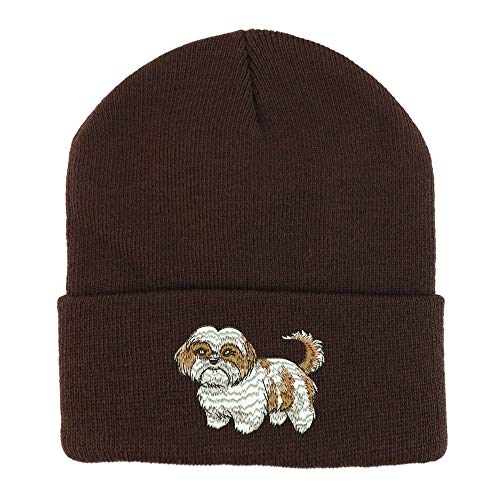 Trendy Apparel Shop Shih Tzu Embroidered Winter Long Cuff Beanie