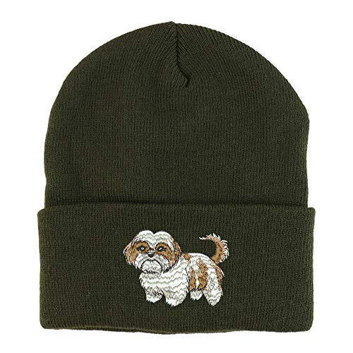 Trendy Apparel Shop Shih Tzu Embroidered Winter Long Cuff Beanie