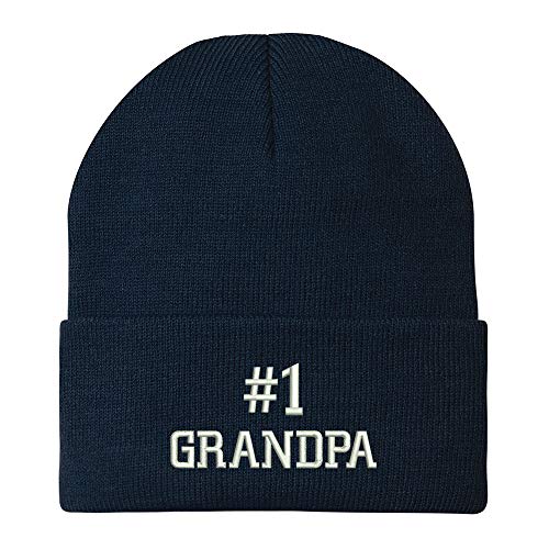 Trendy Apparel Shop Number 1 Grandpa Embroidered Winter Long Cuff Beanie