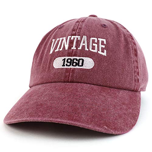 Trendy Apparel Shop 60th Birthday Vintage 1961 Washed Cotton Adjustable Cap