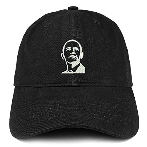 Trendy Apparel Shop Barack Obama Portrait Embroidered Brushed Cotton Cap