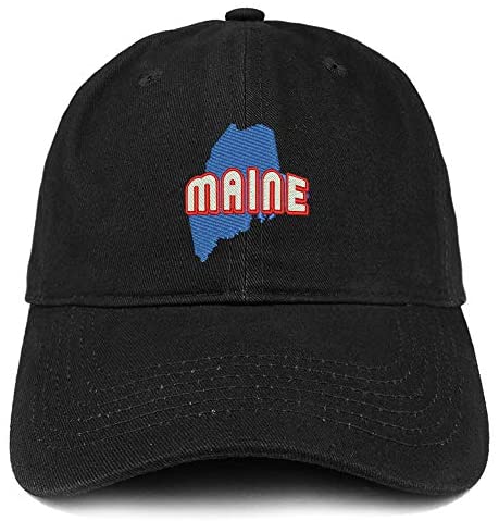 Trendy Apparel Shop Maine Map Embroidered Soft Crown 100% Brushed Cotton Cap