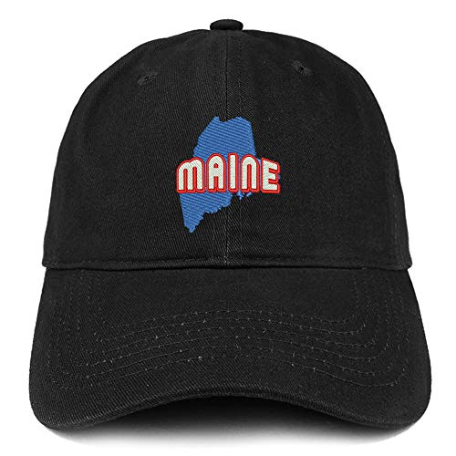 Trendy Apparel Shop Maine Map Embroidered Soft Crown 100% Brushed Cotton Cap