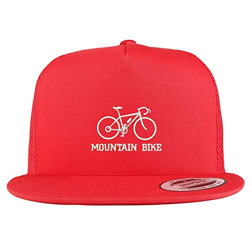 Trendy Apparel Shop Mountain Bike Text Embroidered 5 Panel Flatbill Mesh Cap