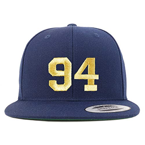 Trendy Apparel Shop Number 94 Gold Thread Flat Bill Snapback Baseball Cap